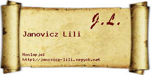 Janovicz Lili névjegykártya